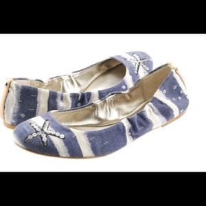 Coach Addy starfish striped canvas ballet flats