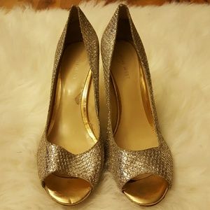 Nine West Silver Glitter Heels