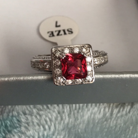 SOLD Ruby White Topaz Ring Sterling Silver .925!