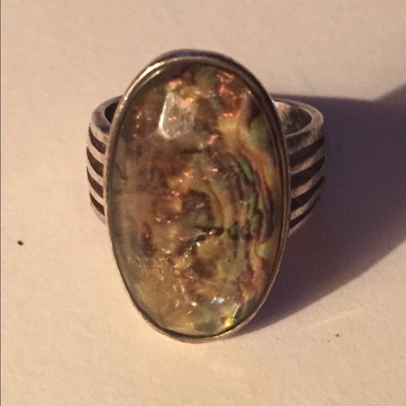 Sterling silver oval abalone ring - Picture 1 of 2