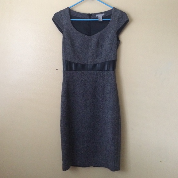 Tweed Dress with Leather Detail