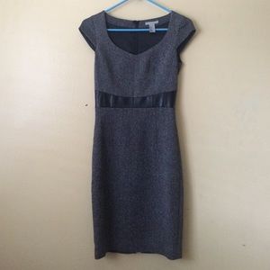 Tweed Dress with Leather Detail