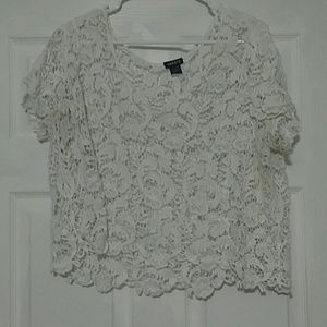 White Lace Crop Top great to layer over tank