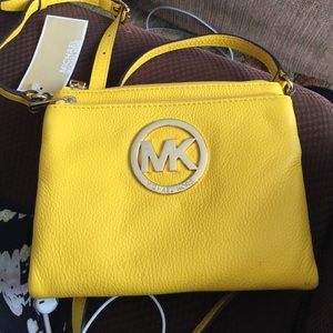 Michael Kors Fulton Citrus Yellow Cross Body Bag