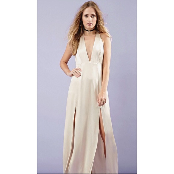 NWT Satin M-Slit Maxi Dress