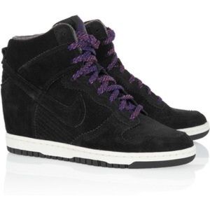 Nike Dunk Sky Hi Suede Wedge Sneakers, Black