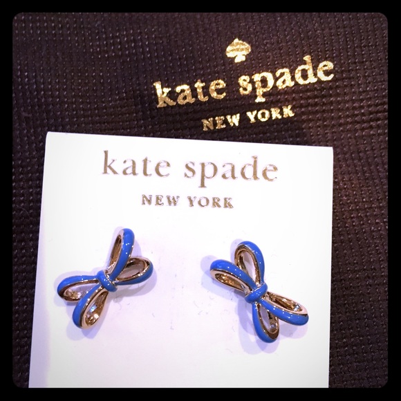Kate Spade Mini Bow Stud Earrings, Blue & Gold