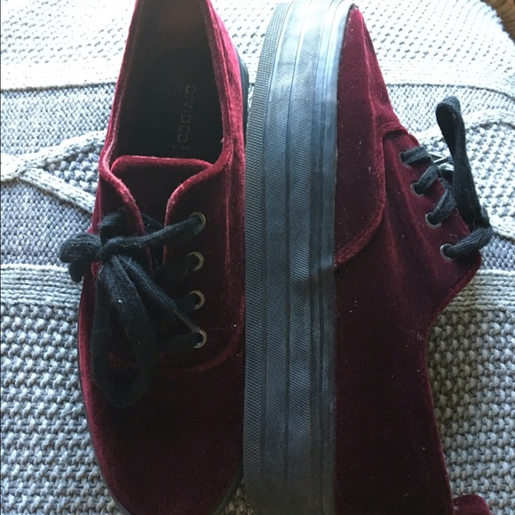 Velvet Burgundy Creepers / Platform Sneakers