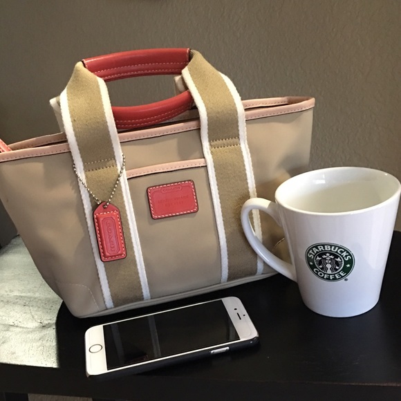 Authentic Coach microfiber mini Bucket Bag