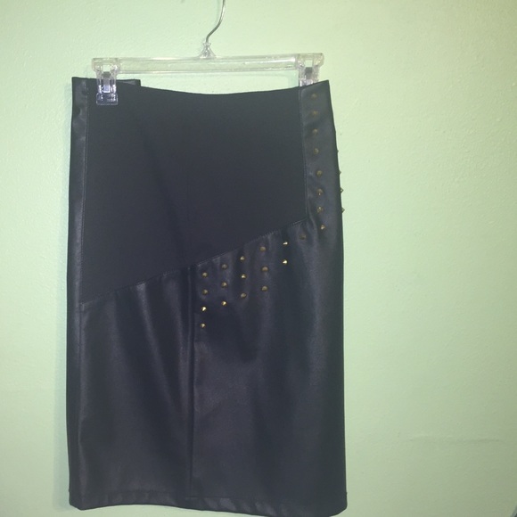 Studded Leather-Like Skirt