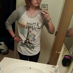 Half sleeves High/low Paris Tee-shirt