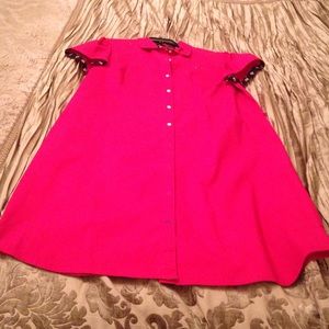 Hot pink Tommy dress, button front with belt, new