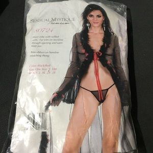 Sensual Mystique sheer robe with ruffled cuffs