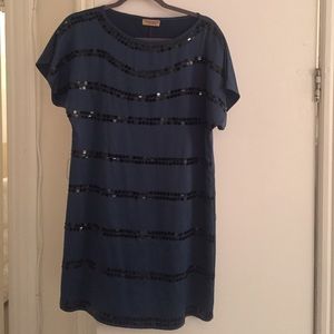 Dark blue dress with black sequins