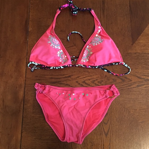 Coral color sequined bikini - Picture 4 of 4