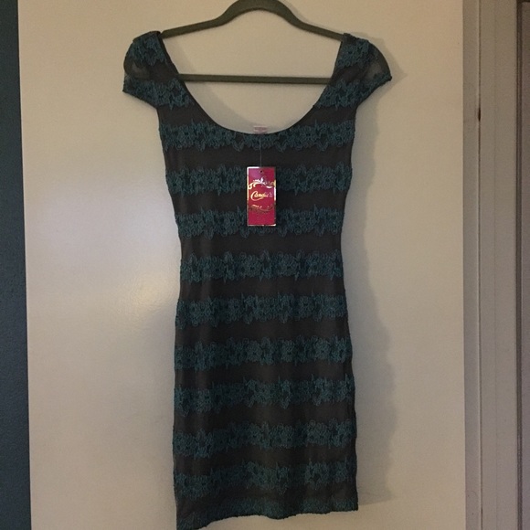 lace overlay mini body con dress NWT!