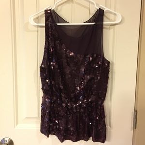 NWT Alice + Olivia dark purple sequence top.