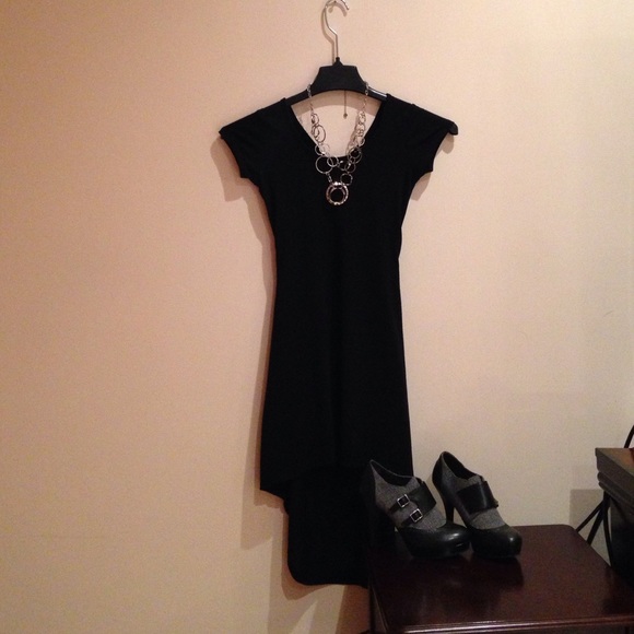 Simple black high low dress