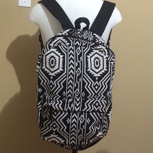 Black & white tribal/aztec print back pack