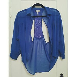 Cobalt Blue Sheer Blouse