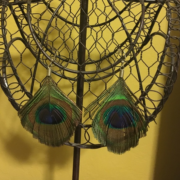 Peacock feather earrings