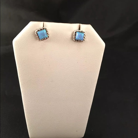 Zuni Fire Opal & Sterling Silver Stud Earrings