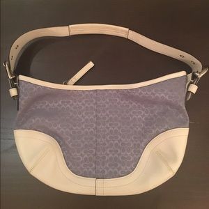 Coach pale blue + white hobo purse