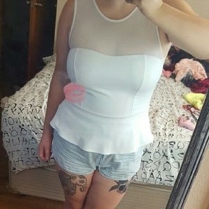 White peplum top