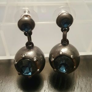 Jewelmint gunmetal earrings with blue gems