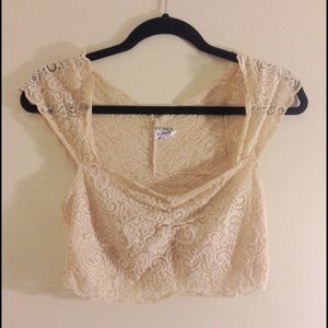 Nude Free people lace crop top