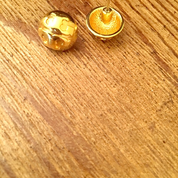 ToryBurch  Domed Logo 16k Gold Plated Earrings