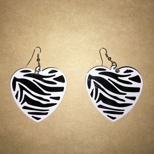 zebra stripe heart shaped earrings