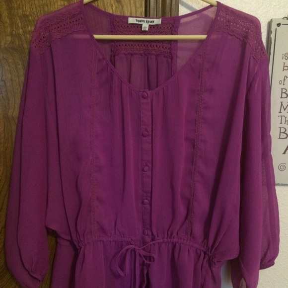 Fuchsia sheer blouse with under camisole