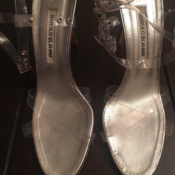 Clear and silver Manolo Blahnik heels