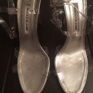 Clear and silver Manolo Blahnik heels