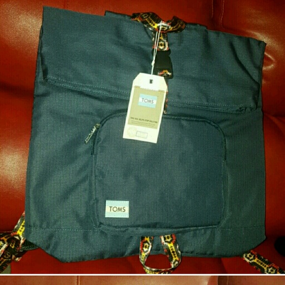 Navy blue TOMS backpack