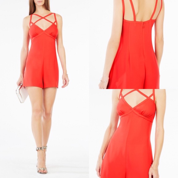 BCBGMAXAZRIA CARA MULTI-STRAP WIDE-LEG ROMPER - Picture 1 of 1
