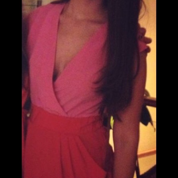 H&M color block hot pink dress - Picture 3 of 4
