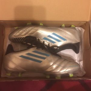 Silver and blue Adidas F10's TRX FG