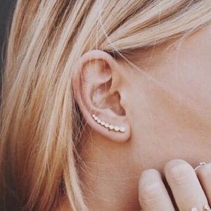 Climber Sparkle Silver Crystal Earrings