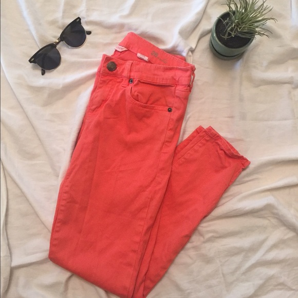 J. Crew coral skinnies