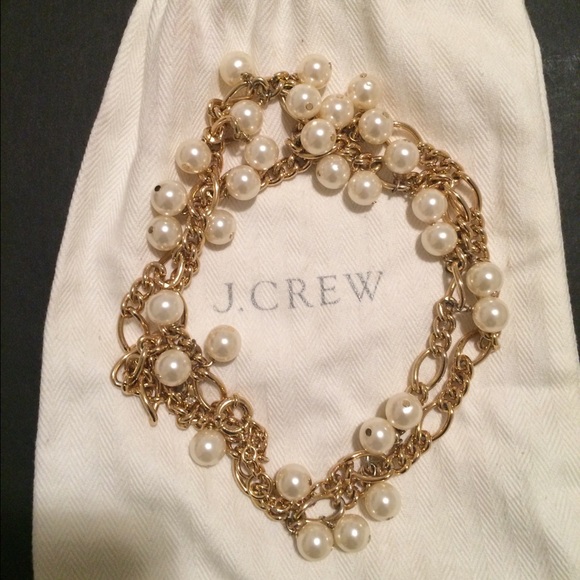 J. Crew Pearl and Gold Chain Necklace