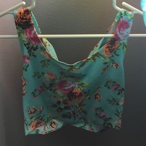 Small Floral Blue Crop top w/cutouts Forever 21