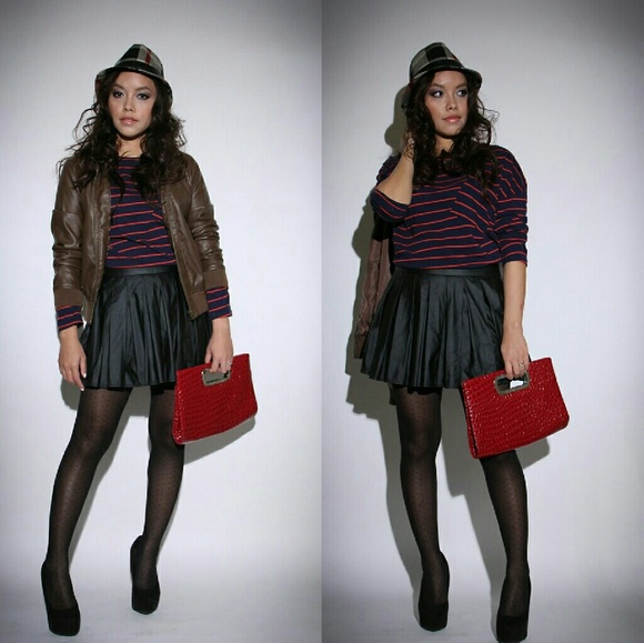 Black faux leather skirt