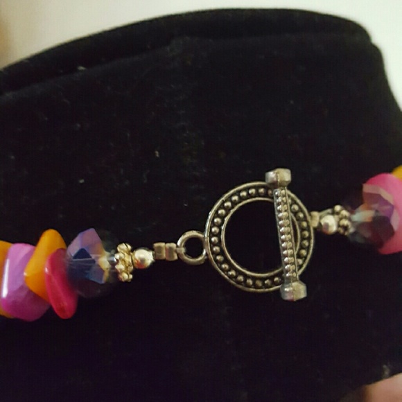 Multicolor Necklace. Pink Owl & silver components - Picture 4 of 4