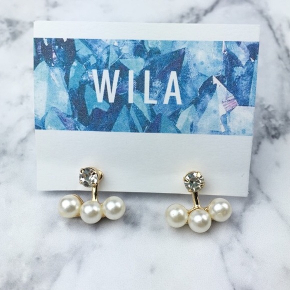 14k Gold Pearl Double Sided Earrings - Picture 1 of 2