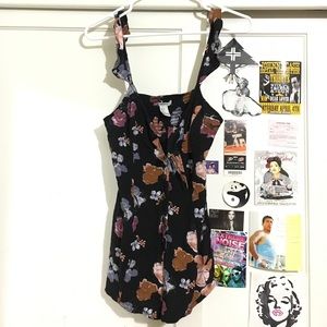 Navy Blue Floral Print Romper / Sundress