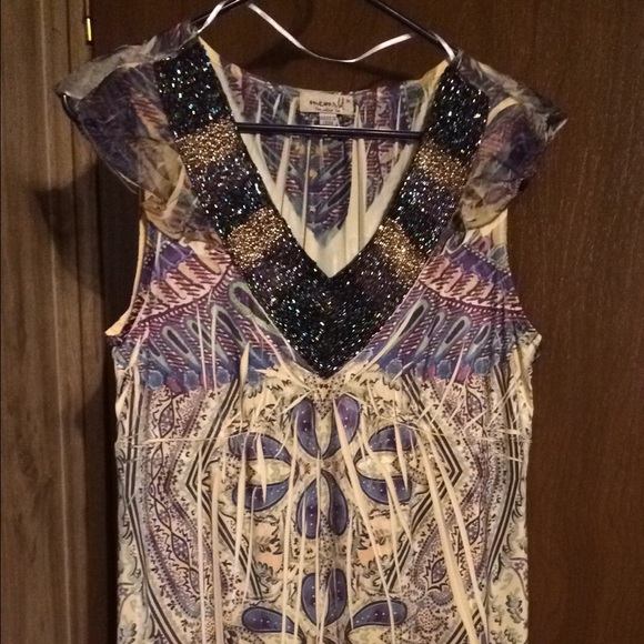 Beaded V neck summer dress