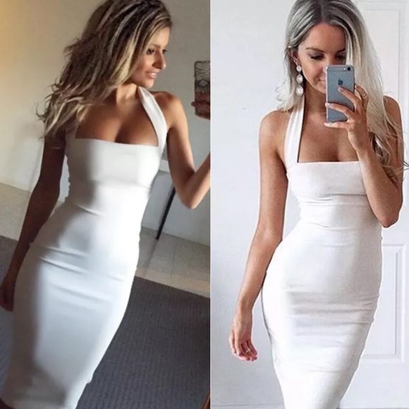 🎉NWT🎉 White Cotton Blend Cocktail Bodycon Dress - Picture 2 of 3