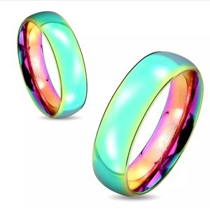 B2G1 SALE Rainbow Stainless Steel Ring Sz 9
